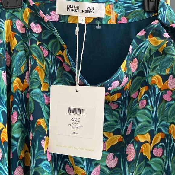 Diane Von Furstenberg Denver Tropical Floral Silky Midi Asymmetrical Hem Skirt - Picture 11 of 16